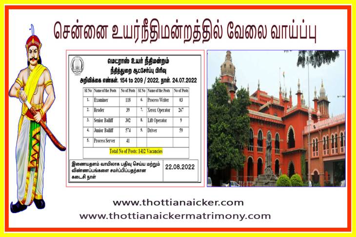 8,10-ஆம் வகுப்பு படித்தவர்களுக்கு உயர்நீதிமன்றத்தில் ஆயிரக்கணக்கான பணியிடங்கள்.