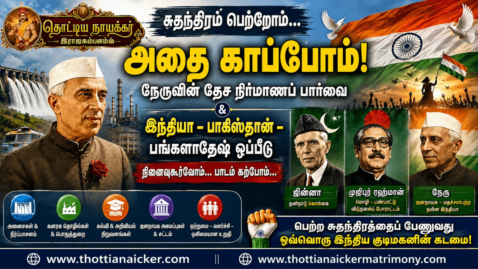 சுதந்திரம் பெற்றோம்… அதை காப்போமா? | நேருவின் தேச நிர்மாணமும் மூன்று நாடுகளின் வரலாற்றுப் பாடமும்